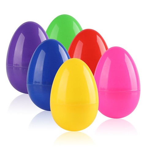 12 Uds. 6CM niños de plástico duradero de Color brillante abrir huevos de Pascua colores surtidos simulación de cáscara de huevo decoraciones de vacaciones ► Foto 1/6