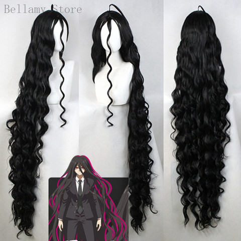 Danganronpa-Peluca de Anime Izuru Kamukura, Cosplay, peluca larga de onda negra de 59 pulgadas + gorro de peluca ► Foto 1/1