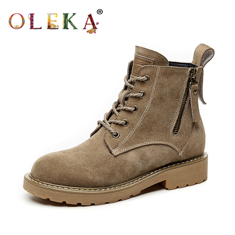 OLEAK-Botas tobilleras de cuero para mujer, botines de con cadena y punta redonda, zapatos básicos de estilo para primavera y otoño, 2022 - Historial precios y revisión | Vendedor