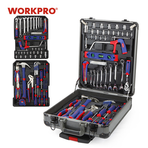 Conjunto de herramientas de PC WORKPRO 111, conjunto de maletín caja de herramientas con carrito de aluminio Kit de herramientas de mano, Kit de reparación, juego de herramientas para el hogar ► Foto 1/5
