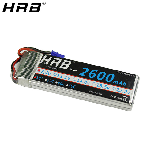 HRB 2600 mAh Lipo Batería 2 7,4 V 30C Max 60C EC2 macho AKKU batería recargable RC piezas Hubsan h501S RC partes helicóptero Quadcopter ► Foto 1/6