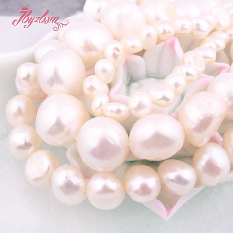 3-4/5-7/6-8/8-9/9-11mm perlas de agua dulce libre blanco flojo cuentas de piedra Natural para fabricación de joyería DIY, collar, pulsera, 14,5