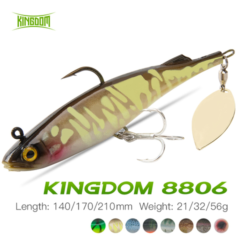 Kingdom Spinter Soft Fishing señuelo 140/170/210mm PVC hundimiento Swimabait con cuchara en la cola para trucha, Lucio 3D impresión Spinner Bait ► Foto 1/6