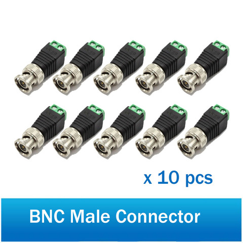 Conector macho BNC de Metal con enchufe de conector CD, Terminal de tornillo UTP Balun para sistema de videovigilancia de cámara de vigilancia de vídeo CCTV, 10 Uds. ► Foto 1/4