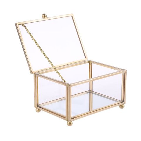 Caja de anillos de boda rústica, cristal transparente geométrico, soporte de almacenamiento para exhibición de joyas, decoración, G8TB ► Foto 1/5