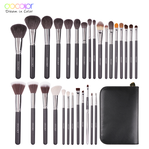 Docolo-Juego de brochas de maquillaje profesional, base en polvo de pelo de cabra, corrector, colorete, sombra de ojos, pelo natural, brocha de maquillaje con bolsa ► Foto 1/6