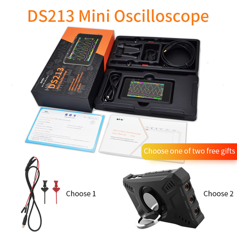 Mini Osciloscopio Digital portátil DS213 DSO213, 4 canales, ancho de banda de 15MHz, con arranque de silicona suave, sonda x1x10 ► Foto 1/6