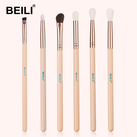 BEILI rosa de oro 6 uds Set de brochas de maquillaje de Ojos de contorno de ojos sombra de ojos ojo mezcla herramienta de maquillaje mango rosa cosméticos cepillo de los ojos ► Foto 1/6