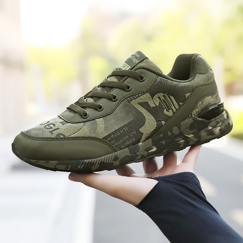 Zapatillas de deporte de moda para hombres al aire libre ejército verde zapatos casuales zapatos de los hombres de camuflaje cómodo Mans caminar calzado amantes tamaño 36-44 ► Foto 1/6