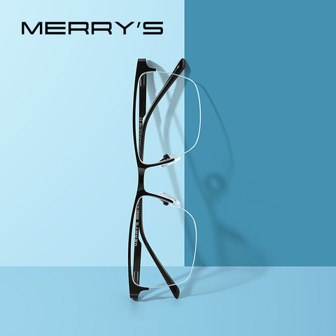 MERRYS diseño hombres Aleación de lujo óptica gafas de hombre cuadrado ultraligero miopía prescripción gafas con media montura S2009 ► Foto 1/1