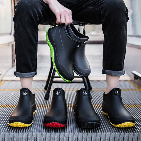 Botas de goma Unisex para la lluvia, botines antideslizantes impermeables, fáciles de poner Botines Chelsea, moda para parejas, botas de trabajo, novedad ► Foto 1/6