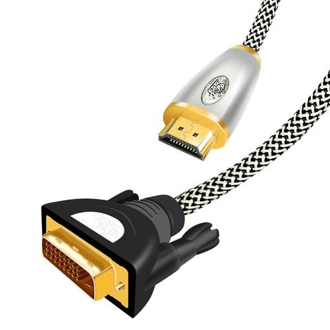 Cable PCER HDMI a DVI, Cable de Audio y vídeo DVI, HDMI, macho a macho para Monitor de PC, HDTV, proyector DVI24 + 1 macho HDMI DVI ► Foto 1/6