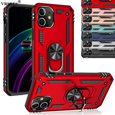 Funda a prueba de golpes para iPhone, carcasa de lujo a prueba de golpes con soporte de anillo magnético para iPhone 12 Mini 12Pro 12 SE 2 2022 XR XS Max X 11 12 Pro Max 6,7 ► Foto 1/6