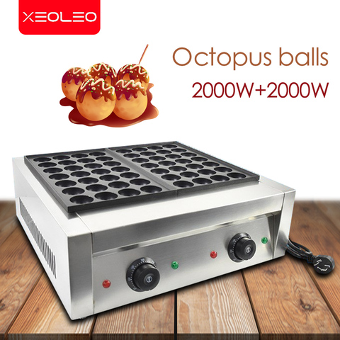 XEOLEO-máquina para hacer bolas de pulpo Takoyaki, horno eléctrico de bola de pescado, placas dobles comerciales, Bola de pescado antiadherente, 2000W ► Foto 1/6