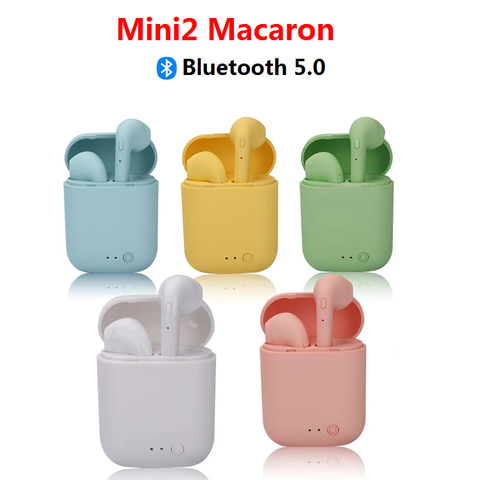 Auriculares inalámbricos Mini-2 con Bluetooth, dispositivo de audio TWS, color Macaron mate, con micrófono y caja de carga, deportivos ► Foto 1/6