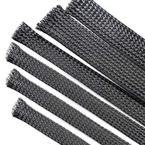 Malla de nailon trenzado extensible, manga de cable PET, envoltura, instrumento de arnés de cableado automático, color negro, 1mm-100mm ► Foto 1/4