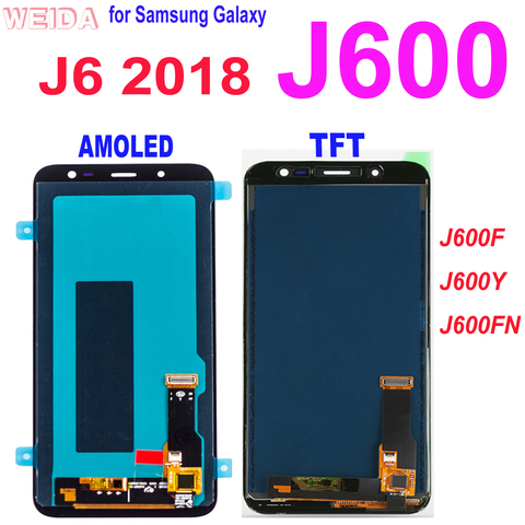 Pantalla LCD Super AMOLED para Samsung Galaxy J6 100% J600 J600F J600FN, repuesto de montaje de pantalla táctil, 5,6 