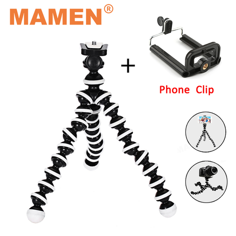 MAMEN-trípode de teléfono Flexible Mini trípode de pulpo con soporte de 55 ~ 85mm, Zapata fría de tornillo de 1/4 pulgadas para Smartphones, cámaras DSLR, Universal ► Foto 1/6