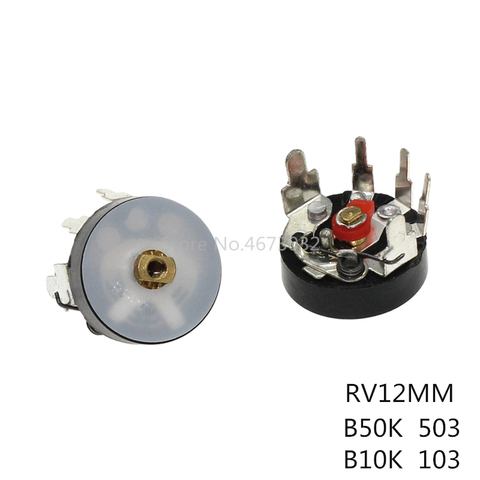 10 Uds 10K RV12 ángulo recto Radio potenciómetro RV12MM B503 B103 B10K B50K amplificador de potencia volumen potenciómetro con interruptor ► Foto 1/5