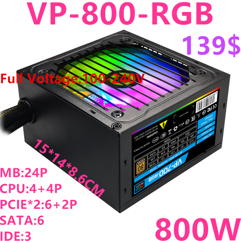 Fuente de alimentación silenciosa PSU para GameMax, nueva fuente de alimentación de juego no modular nominal de 800W/700W, pico de 850W/750W, VP-800-RGB de VP-700-RGB ► Foto 1/6