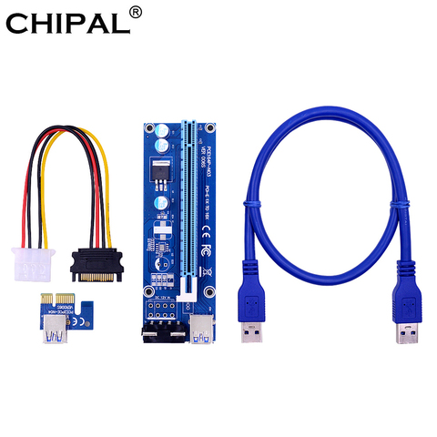 CHIPAL-Tarjeta elevadora PCI-E VER006S de 100CM, Cable USB 3,0 de 60CM, SATA a PCI Express de 4 pines, adaptador extensor de 1X a 16X para minería de Bitcoin ► Foto 1/6