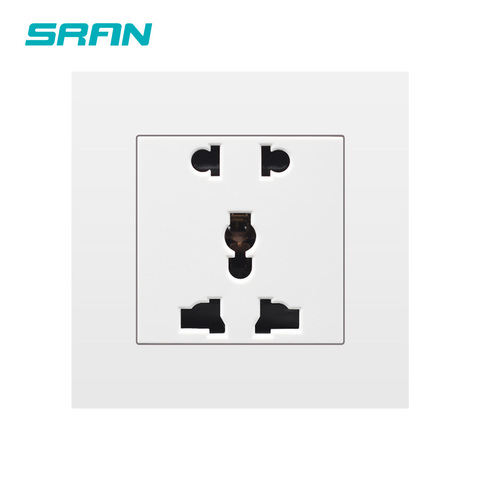 SRAN-Toma de corriente de pared multifunción, 5 orificios, enchufe universal internacional de 220V, 13A, 86mm x 86mm, panel de PC Blanco/Negro/dorado ► Foto 1/6