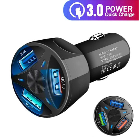 TKEY-cargador Universal de teléfono para coche, dispositivo de carga rápida con 3 puertos USB, QC 3,0, para Iphone 11 Pro, Samsung a10, 3,0 ► Foto 1/6