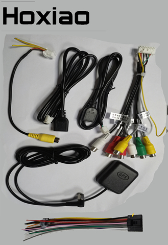 Hoxiao-Cable de alimentación de Radio para coche, accesorio de Radio para coche con Android, Antena GPS, RCA, visión trasera, 2 cables de extensión USB ► Foto 1/6