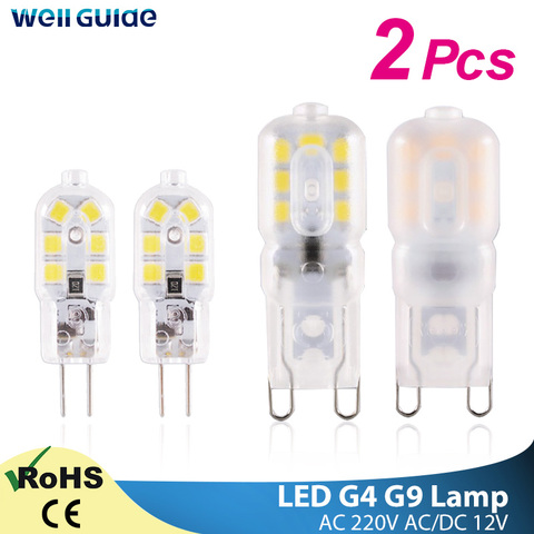 Minibombilla LED G4 G9 de 3W y 5W, CA de 220V, CC de 12V, foco SMD2835, iluminación de alta calidad, reemplazo de lámparas halógenas, 2 uds. ► Foto 1/6