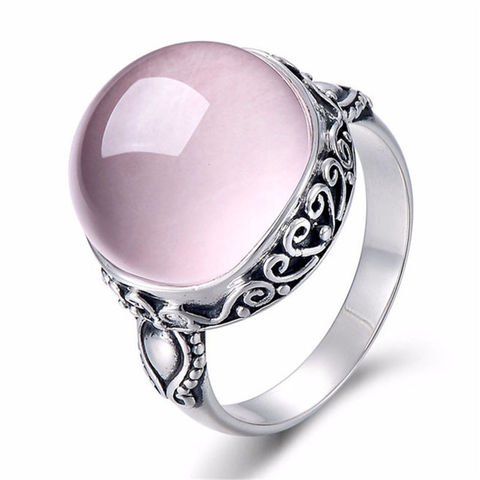 Anillos de ópalo redondo rosa para mujer, joyas Vintage para declaración, accesorios de anillo de piedra lunar, 2022 ► Foto 1/3