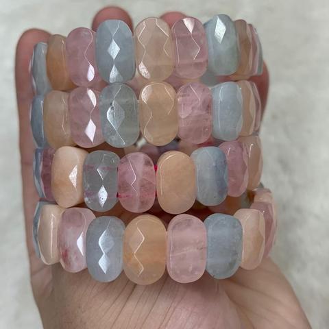 Pulsera de cuentas de piedra morganita natural para mujer, brazalete de joyería de piedras preciosas naturales para regalo, venta al por mayor ► Foto 1/6