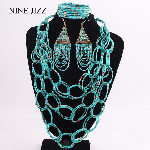 NINEJIZZ-collares bohemios para mujer, joyería tejida a mano, multicapa, cuentas con forma de borlas largas, Gargantilla, conjunto de collar con estilo ► Foto 1/6