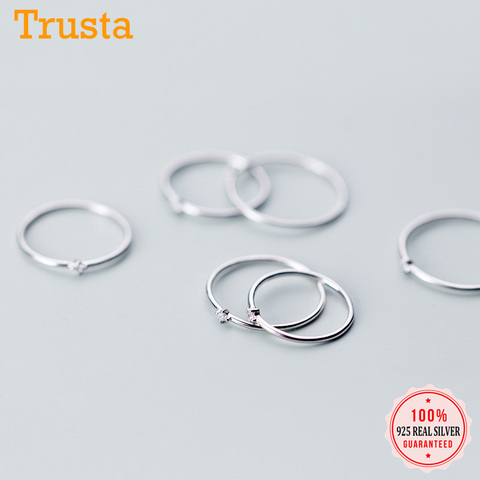 Trustdavis genuino 925 plata esterlina hermosa Simple deslumbrante de dedo CZ anillo tamaño 5 5 5 6 6 7 para las mujeres Gilr joyería de plata 925 DA907 ► Foto 1/6