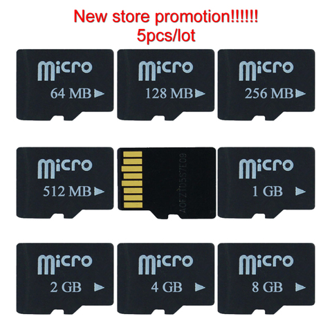 ¡Alta calidad! 5 unidades por lote, de 8 GB tarjeta TF, 2GB, 1GB, 512MB, 256MB, 128MB, 64MB, tarjeta de memoria Micro TF, tarjeta de memoria Digital segura para teléfono móvil ► Foto 1/6