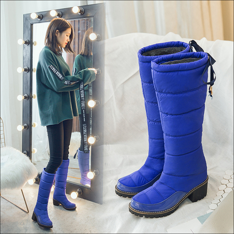 Zapatos de invierno con plataforma para mujer, botas de nieve antideslizantes, cómodas e impermeables con cordones, botines de piel gruesa para niña, botas de mujer ► Foto 1/6