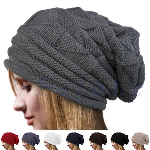 Gorro de punto holgado Unisex para hombre y mujer, gorro de invierno de gran tamaño, gorro de esquí Slouchy con Calavera, prenda lana invierno, gorro ► Foto 1/6