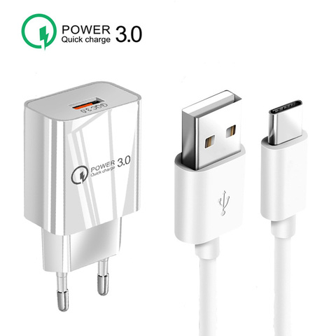 Cargador de teléfono móvil para Samsung Galaxy S21 S20 FE Note 20 Ultra Plus A51 A71 A21S QC 3,0, adaptador de pared USB rápido, Cable USB tipo c ► Foto 1/6