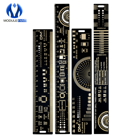 1 Set 15 cm 20 cm 25 cm multifuncional PCB gobernante herramienta de medición Resistor condensador Chip IC SMD de Transistor paquete de 180 grados ► Foto 1/5