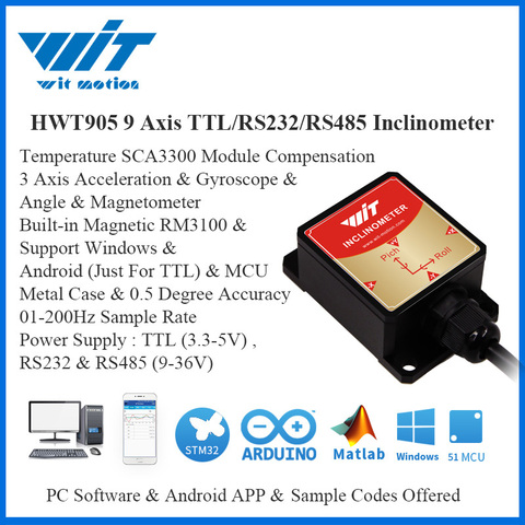 WitMotion-Sensor inclinómetro HWT905 de alta precisión, 0,05 °, grado militar, 9 ejes AHRS, impermeable IP67 y antivibración ► Foto 1/6