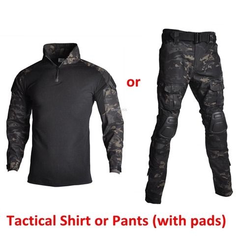 Uniformes militar táctico con coderas rodilleras ropa de camuflaje para caza camiseta o pantalones de combate de Paintball Airsoft ► Foto 1/6