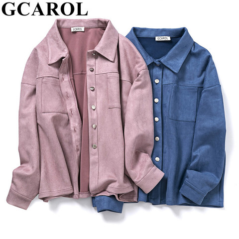 GCAROL-Chaqueta de terciopelo con cuello vuelto para mujer, peto grueso de gran tamaño con un solo pecho y hombro caído, para otoño e invierno, 2022 ► Foto 1/6