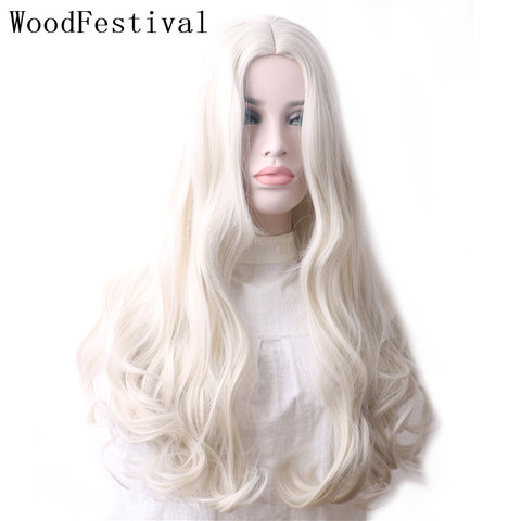 Wood Festival-Peluca de cabello sintético ondulado para mujer, cabellera larga de color blanco, rosa, rojo, marrón oscuro, verde, azul y gris, Cosplay ► Foto 1/6