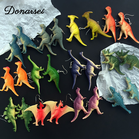 Donarsei-pendientes colgantes de dinosaurio en 3D para mujer, de resina, animales hechos a mano, Pendientes colgantes para regalo ► Foto 1/6