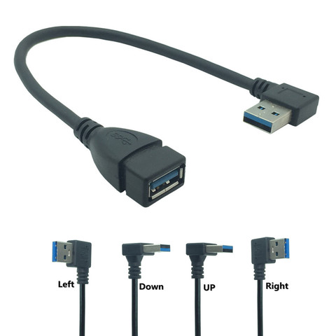 Cable de extensión USB 3,0, macho a hembra, ángulo recto, 90 grados, adaptador USB, arriba/abajo/izquierdo/derecho, USB 0,2 M ► Foto 1/3