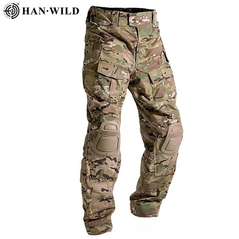 Pantalones tácticos militares de camuflaje Multicam, uniforme del ejército, pantalones de senderismo, pantalones Cargo de combate de Paintball con rodilleras ► Foto 1/6