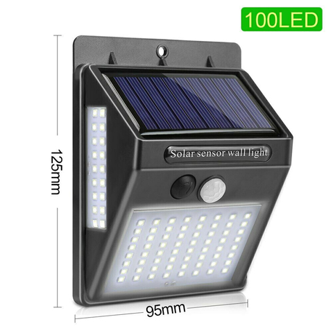 100 LED luz Solar exterior lámpara Solar PIR Sensor de movimiento luz de pared impermeable Solar Powered luz Solar para decoración de jardín de calle ► Foto 1/6