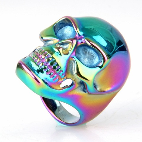 Anillo de ciclista con calavera gótica azul de acero inoxidable 316L para hombre, joyería para hombre, talla estadounidense 7/8/9/10/11/12/13/14/15 ► Foto 1/5