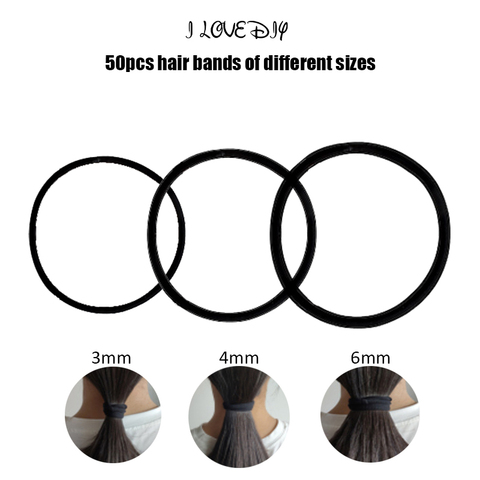 Cintas 50 Uds base elástica lazos de pelo de las niñas y las mujeres de bandas de goma cuerdas de pelo de cola de caballo titular para el cabello fino grueso de 3mm 4mm 5mm 6mm ► Foto 1/6