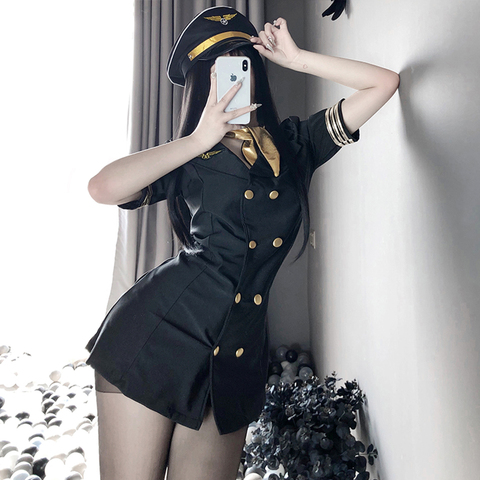 Uniforme de azafata para mujer, lencería Sexy erótica, tentación, disfraz de azafata, policía, japonés, Roleplay ► Foto 1/6