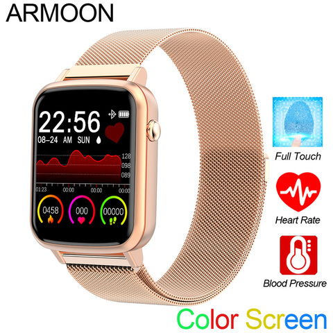 Reloj inteligente R25 para Android e IOS, pulsera deportiva completamente táctil con control del ritmo cardíaco y de la presión sanguínea, llamadas a Color para hombre y mujer ► Foto 1/6